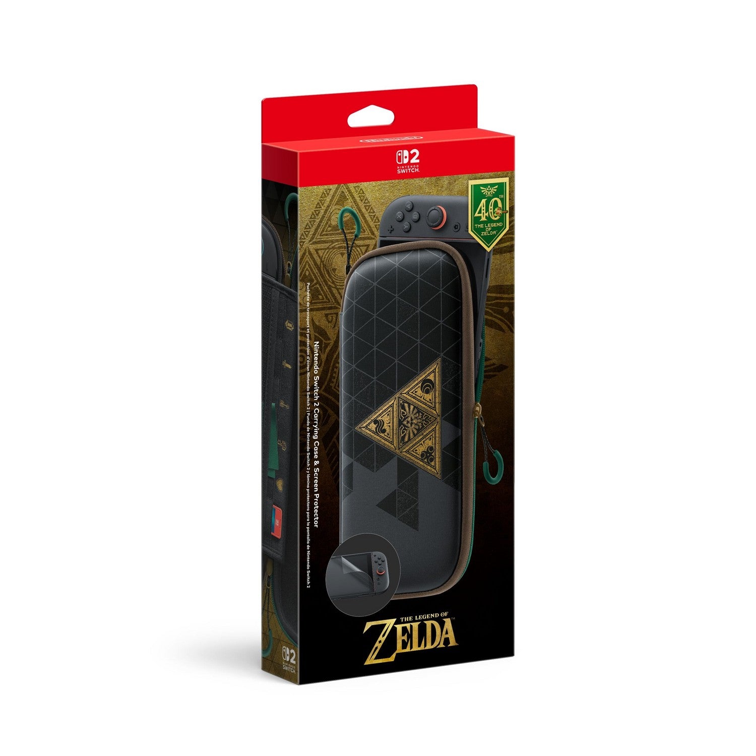 Nintendo Switch 2 Carrying Case & Screen Protector – The Legend of Zelda – 40th Anniversary Edition
